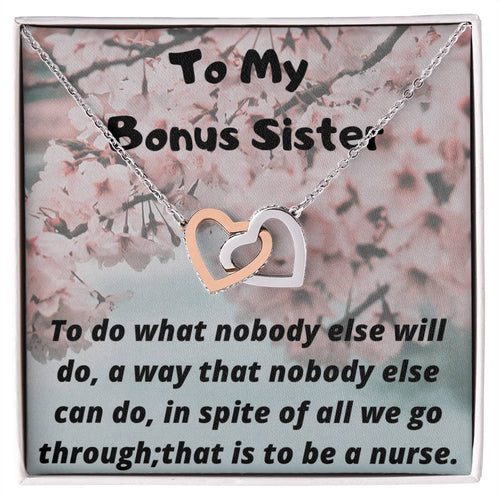 To My Nurse Sister Interlocking Hearts Necklace