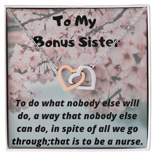 To My Nurse Sister Interlocking Hearts Necklace