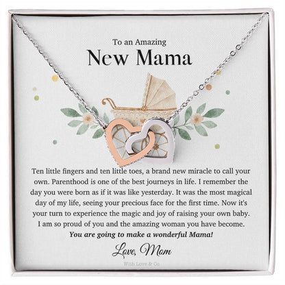 To An Amazing New Mama - Interlocking Heart Necklace Interlocking Hearts Necklace