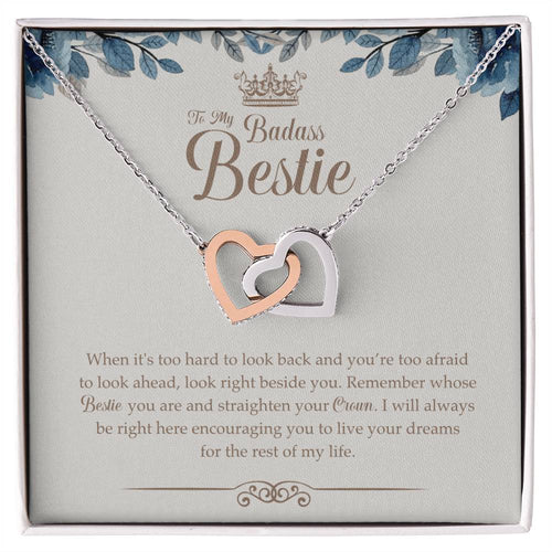 To My Badass Bestie Necklace Gift For Bestfriend Interlocking Hearts Necklace