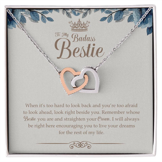 To My Badass Bestie Necklace Gift For Bestfriend Interlocking Hearts Necklace