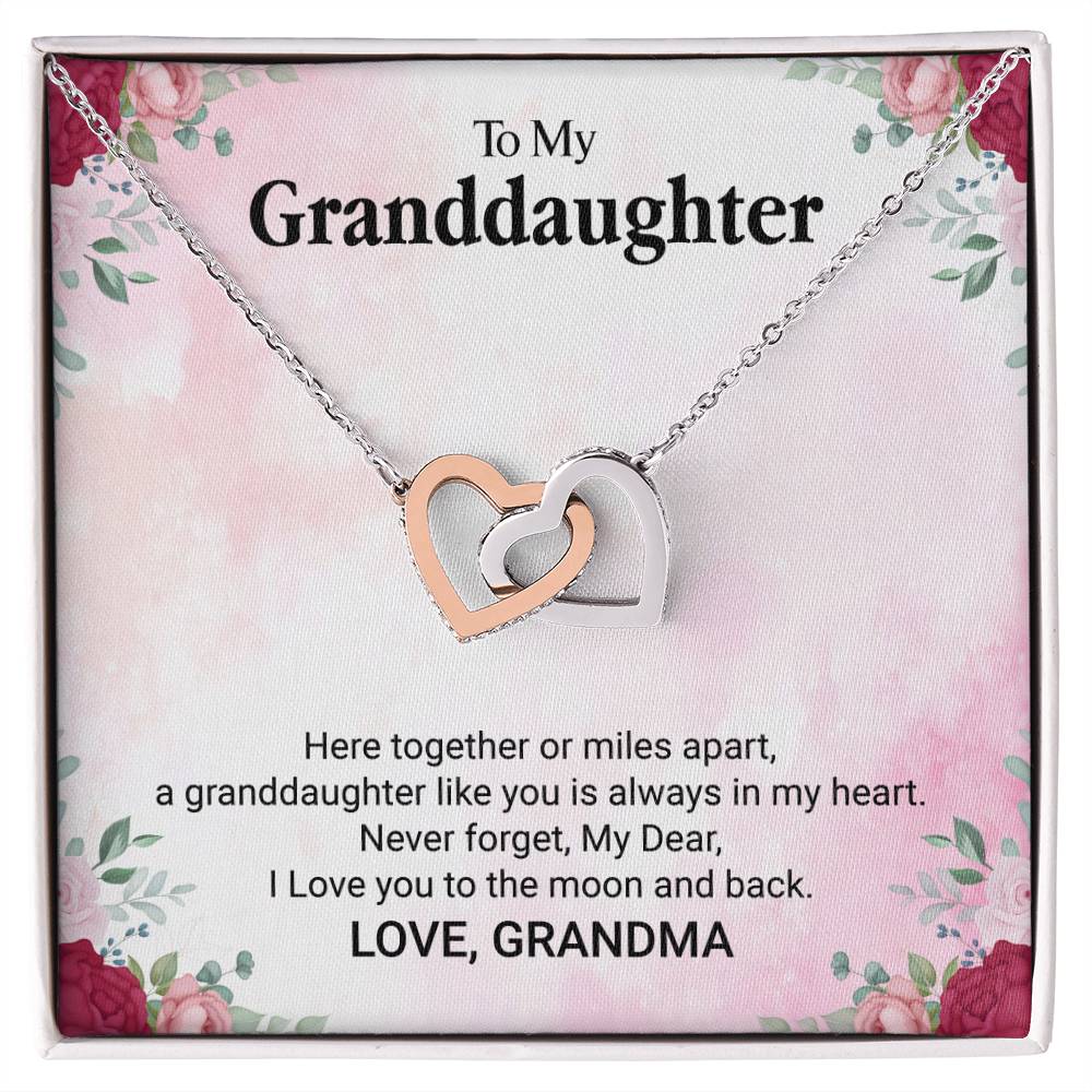 To My Granddaughter-Here Together-Lecklace Interlocking Hearts Necklace