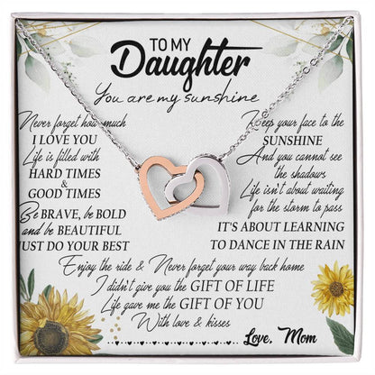 To My Daughter Interlocking Hearts Necklace Message Card