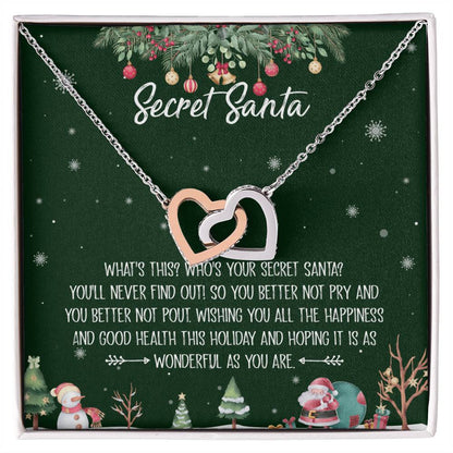 Secret Santa Interlocking Hearts Necklace Message Card