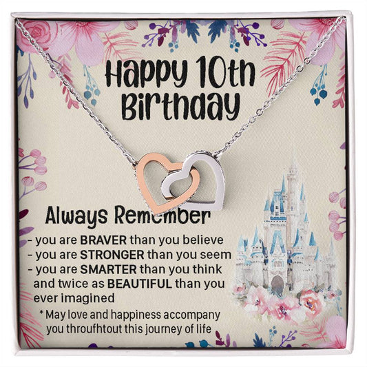 Happy 10Th Birthday Gift For Daughter Gift For 10 Years Old Birthday Teen Girl Daughter Necklace Gift Interlocking Hearts Necklace