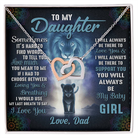 To My Daughter Necklace You Will Always Be My Baby Girl Daughter Gift From Dad Daughters Birthday Grown Up Daughter Interlocking Hearts Necklace