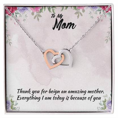 Thank You For Beign An Amazing Mother Interlocking Hearts Necklace