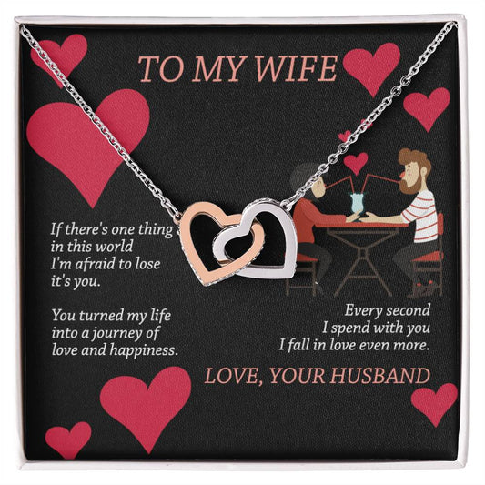 To My Wife - Interlocking Heart Necklace Interlocking Hearts Necklace