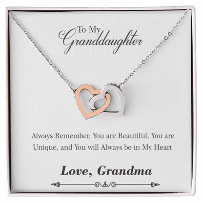 To My Granddaughter Necklace From Grandma Interlocking Hearts Necklace