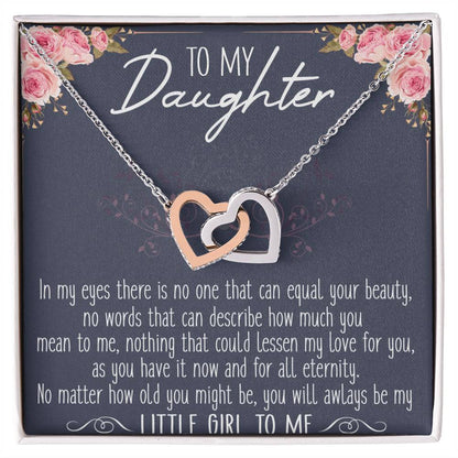 To My Daughter Interlocking Hearts Necklace Message Card
