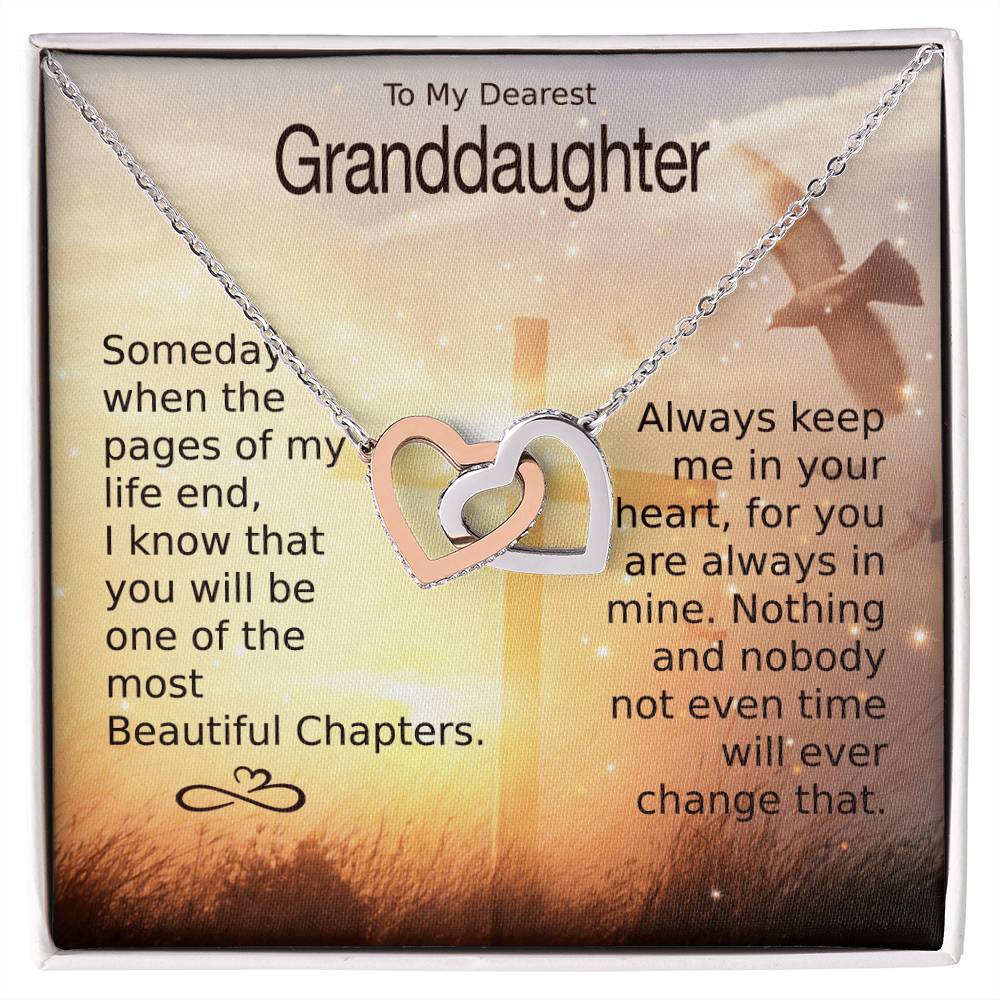 To My Granddaughter – Heart Melt Message Interlocking Heart Necklace?? Interlocking Hearts Necklace