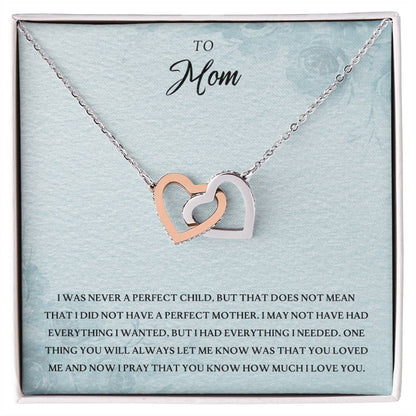 To My Mom Perfect Child Love You Always Interlocking Hearts Necklace
