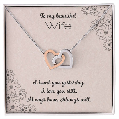 To My Beautiful Wife Interlocking Hearts Necklace