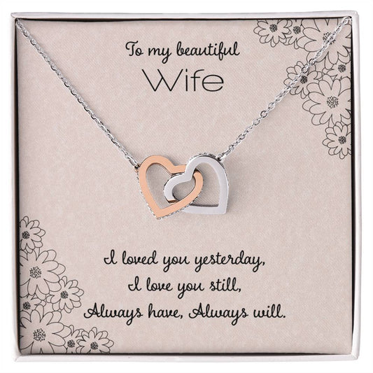 To My Beautiful Wife Interlocking Hearts Necklace