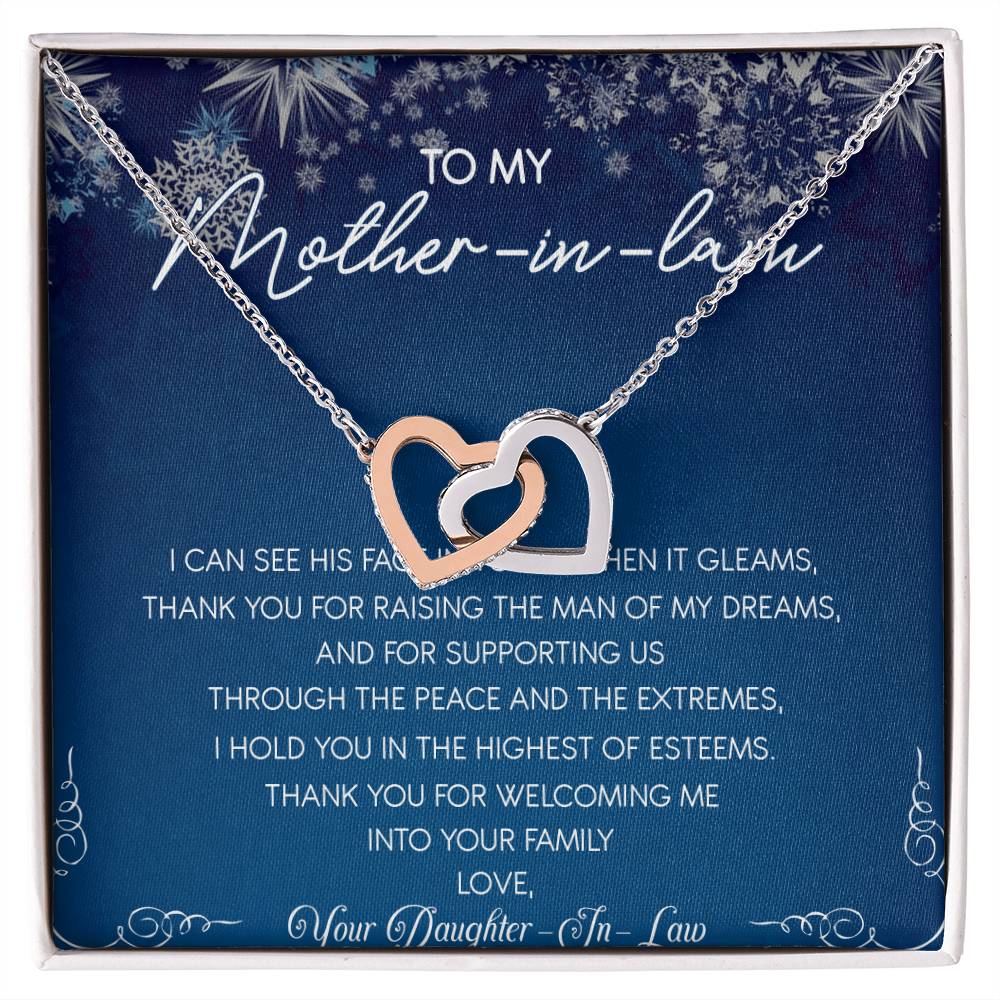 To My Mother-In-Law Interlocking Hearts Necklace Message Card