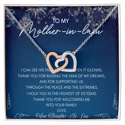 To My Mother-In-Law Interlocking Hearts Necklace Message Card