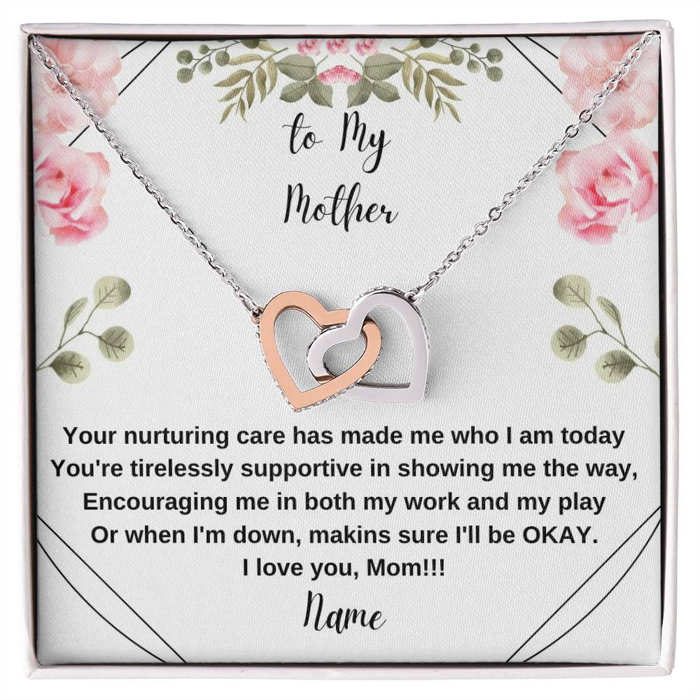 To My Mother Interlocking Heart Necklace Interlocking Hearts Necklace