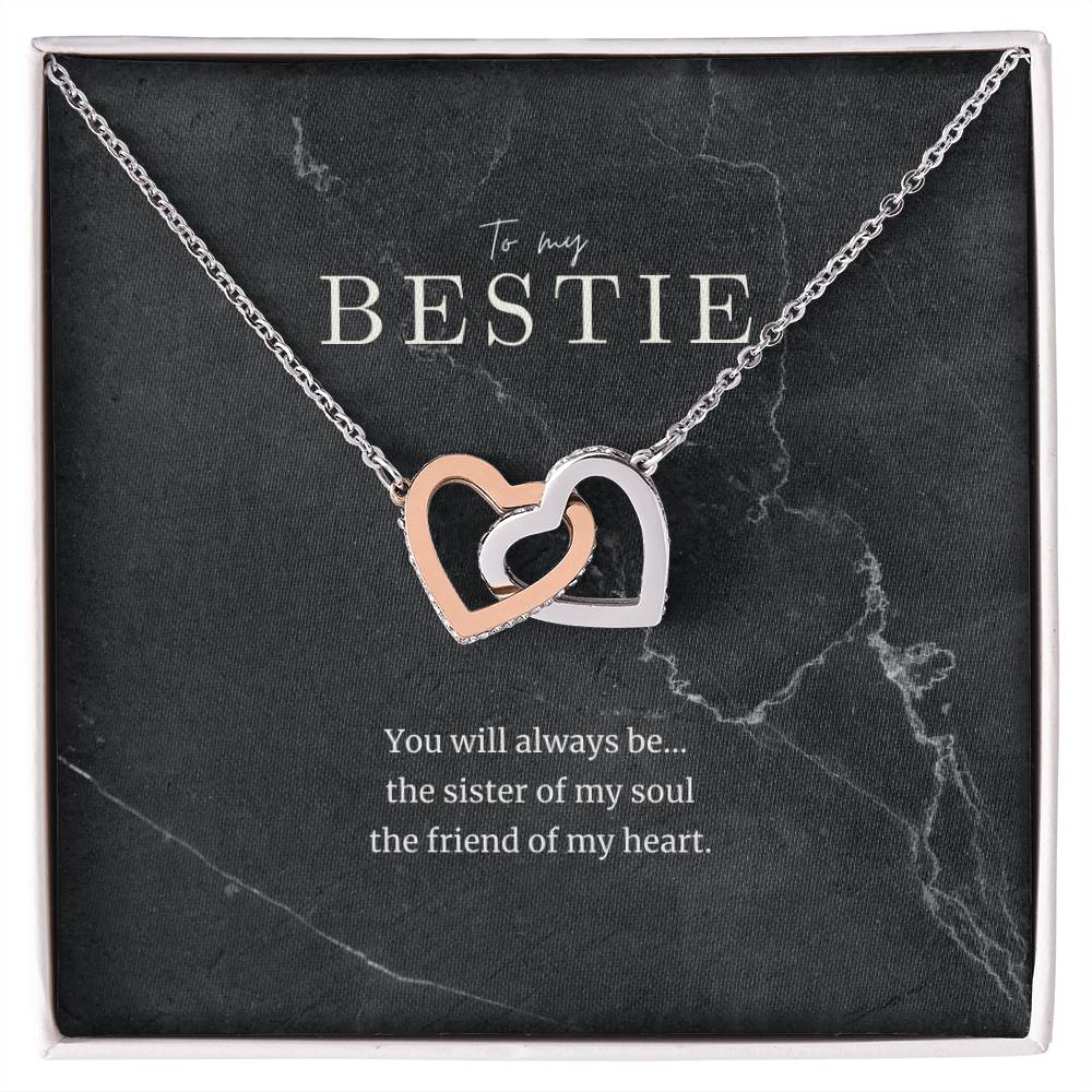 To My Bestie Interlocked Heart Necklace Interlocking Hearts Necklace