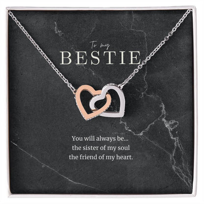 To My Bestie Interlocked Heart Necklace Interlocking Hearts Necklace