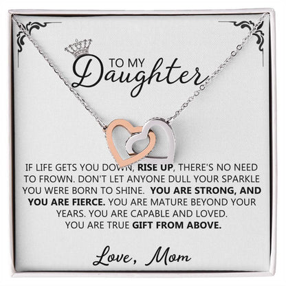To My Daughter - Unique Interlocking Hearts Binding Necklace Gift Set Interlocking Hearts Necklace