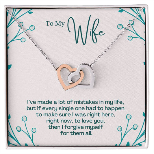 To My Wife - To Love You Then I Forgive Myself For Them All - Interlocking Heart Necklace Interlocking Hearts Necklace
