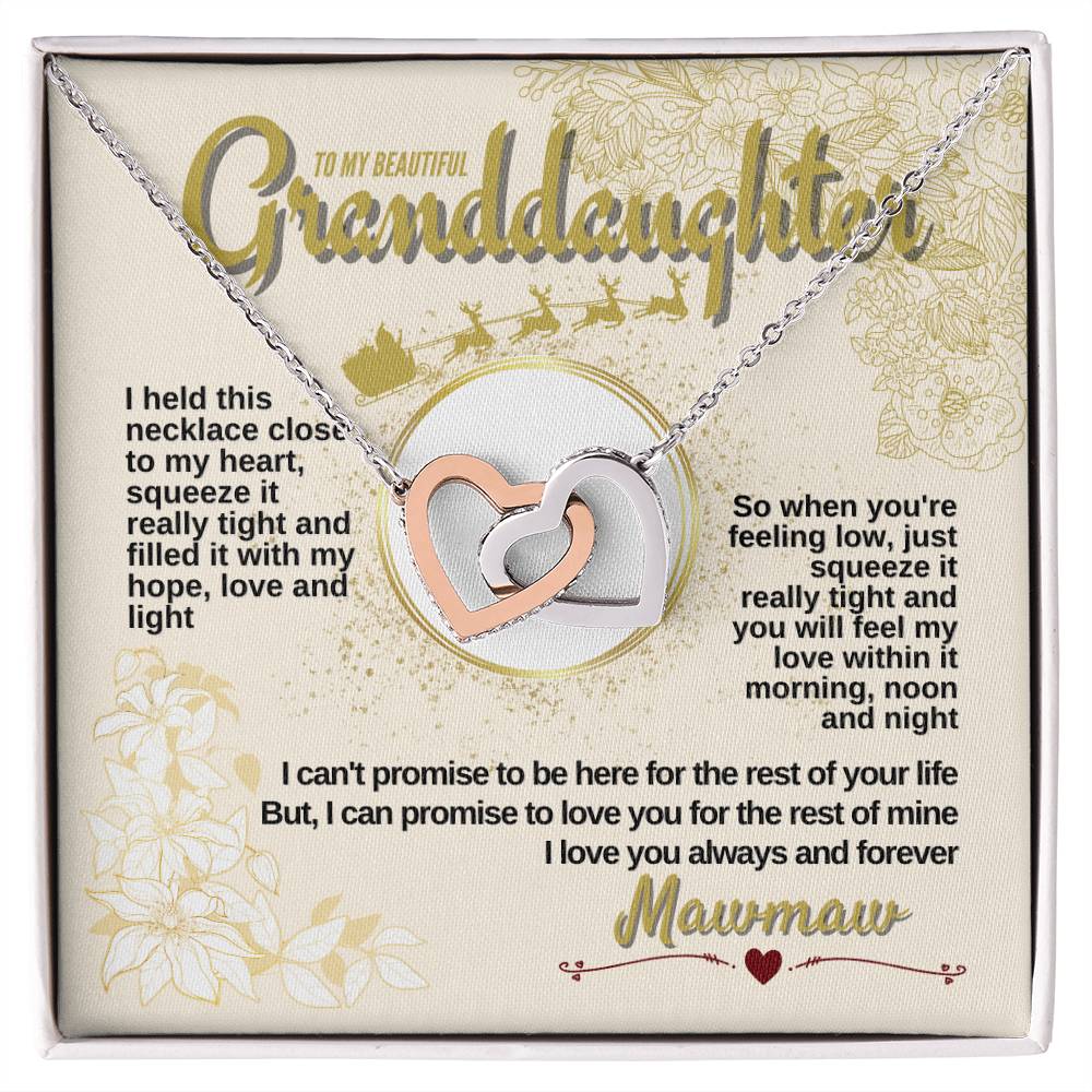 To My Granddaughter - Mawmaw Loves You Always & Forever - Necklace Interlocking Hearts Necklace