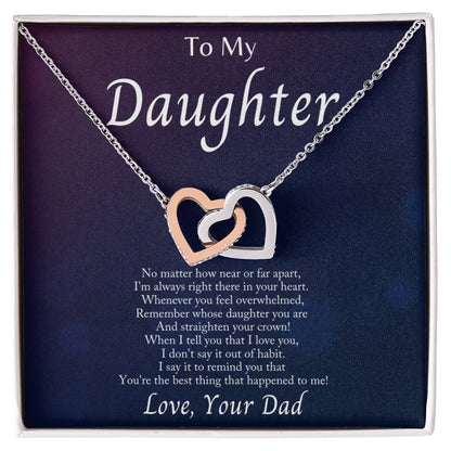 Collection Daughter - No Matter How Near Or Far Apart - Interlocking Hearts Necklace