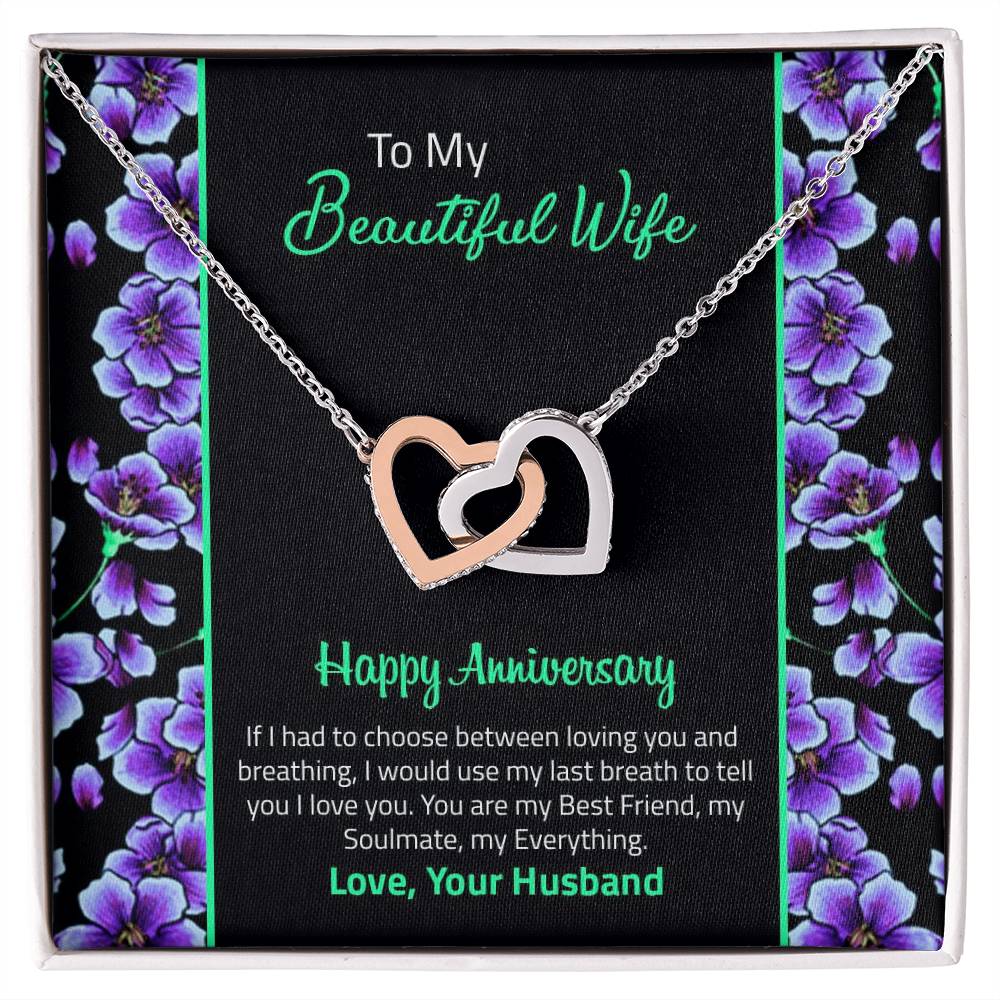 Happy Anniversary Interlocking Hearts Necklace