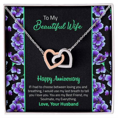 Happy Anniversary Interlocking Hearts Necklace