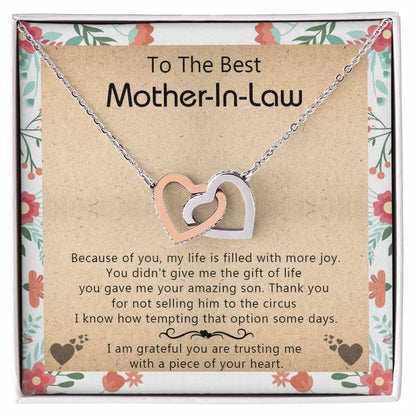 Gift For Mother-In-Law - My Life Is Filled With More Joy - Interlocking Interlocking Hearts Necklace