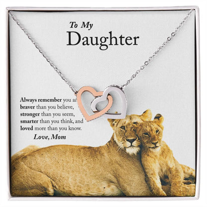 To My Daughter - Always Remember - Interlocking Hearts Necklace