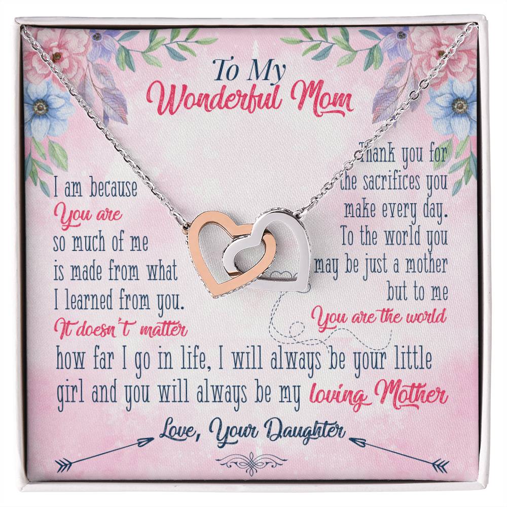 Best Gift For My Wonderful Mom Interlocking Hearts Necklace
