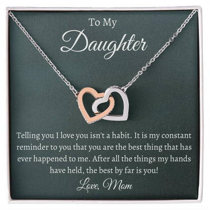 To My Daughter - Telling You I Love You - Necklace Interlocking Hearts Necklace