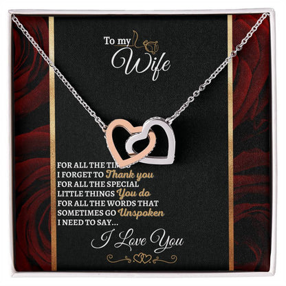 I Need To Say Interlocking Hearts Necklace Roses Edition