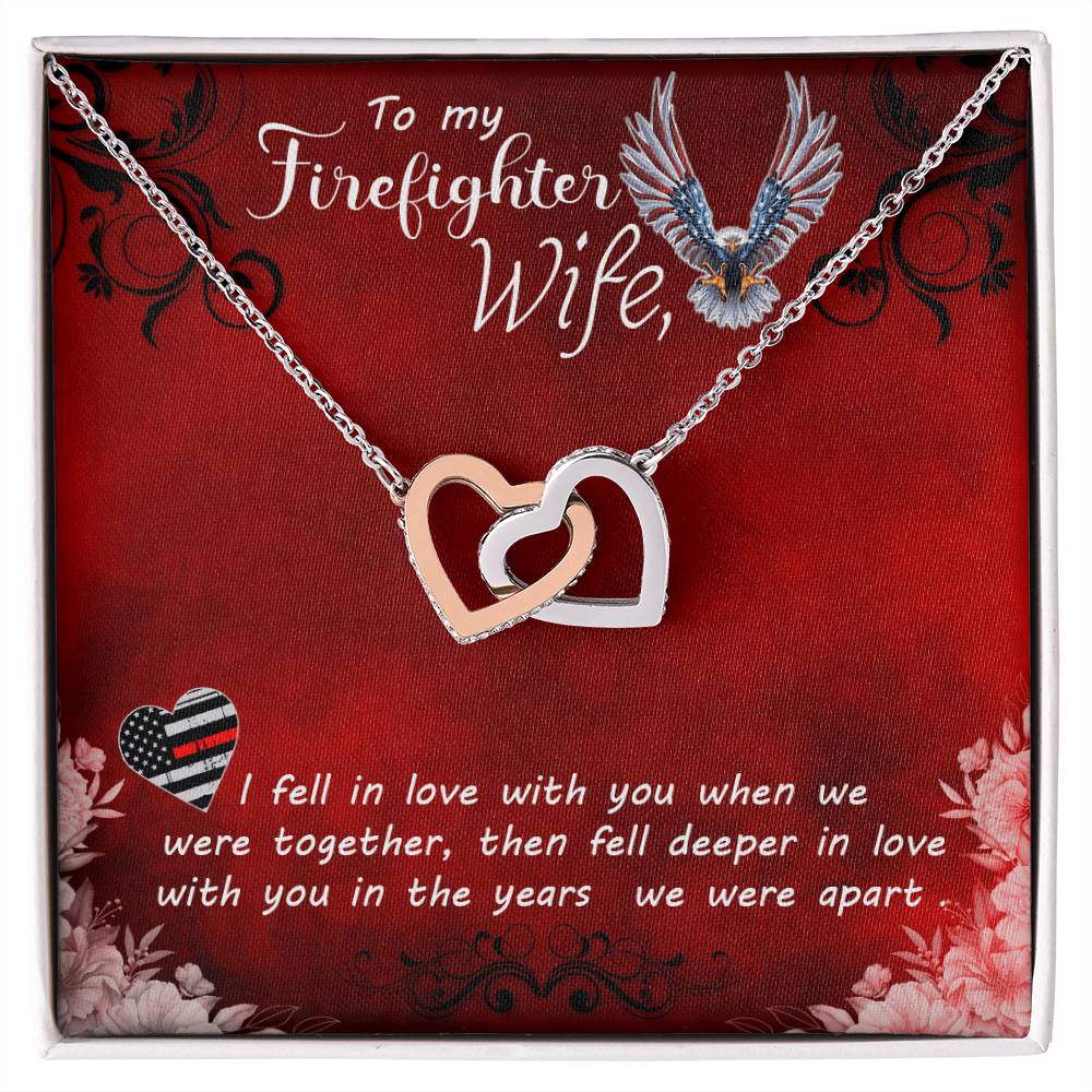 To My Firefighter Wife Necklace Interlocking Hearts Necklace