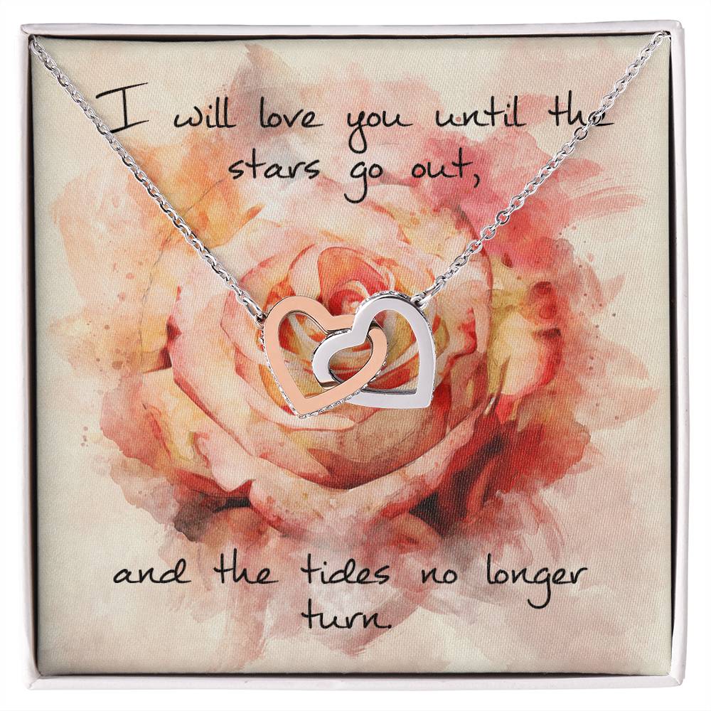 Interlocking Hearts Necklace – Pink Rose Message Card