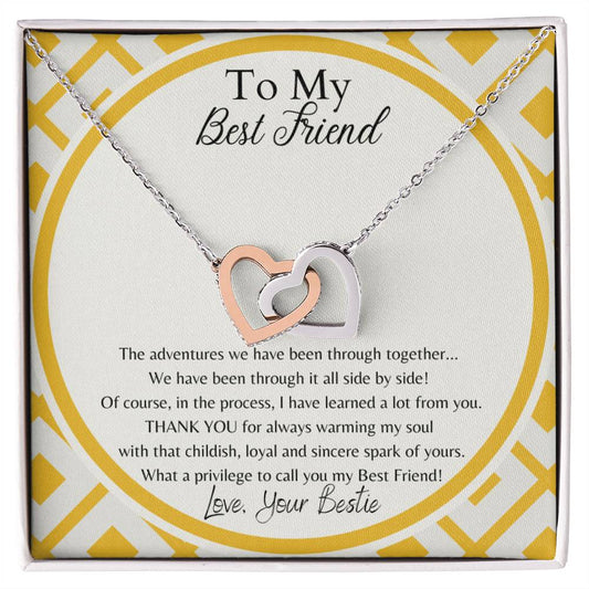 To My Best Friend Interlocking Hearts Necklace