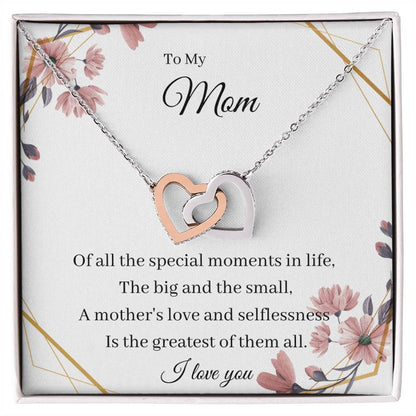 To My Mom From Son Daughter Gift Anniversary Graduation Mothers Day Birthday Interlocking Hearts Necklace