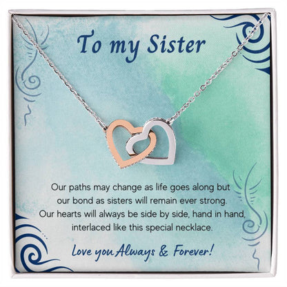 To My Sister Interlocking Hearts Necklace