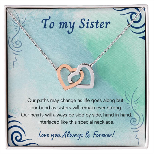 To My Sister Interlocking Hearts Necklace
