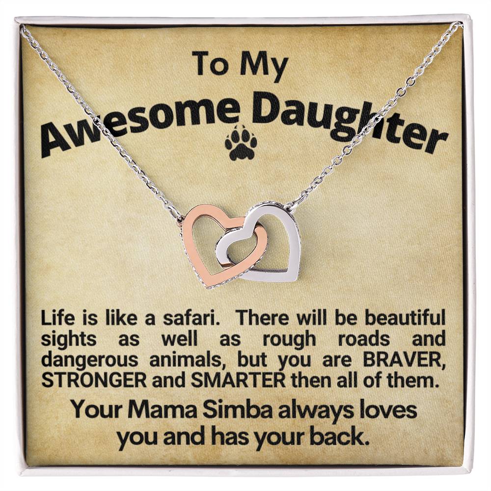 Awesome Daughter Linked Hearts Necklace Gift From Mom Interlocking Hearts Necklace