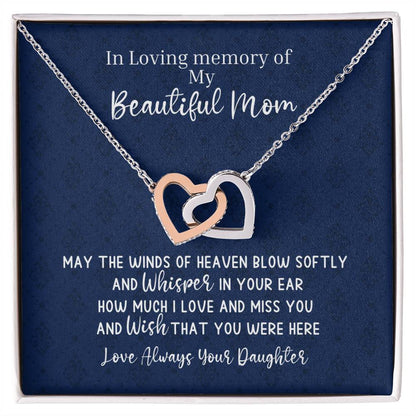 Mom Remembrance - 2 Hearts Necklace - Love Daughter Interlocking Hearts Necklace