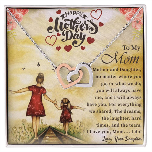 Mothers Day Gift For Mom Interlocking Hearts Necklace