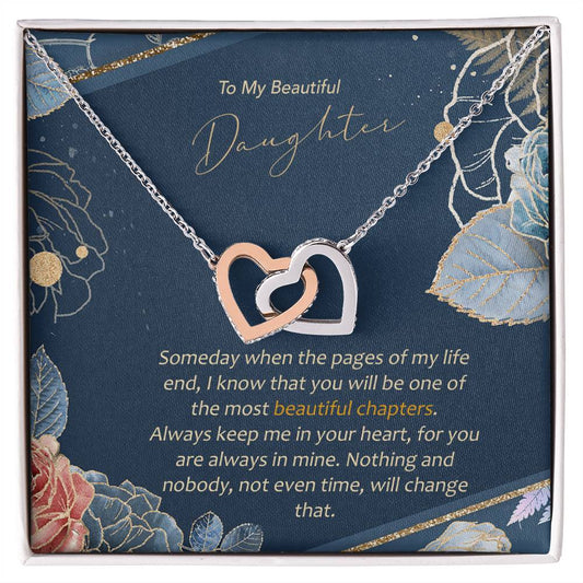 To Daughter - Most Beautiful Chapters In My Life Interlocking Hearts Interlocking Hearts Necklace