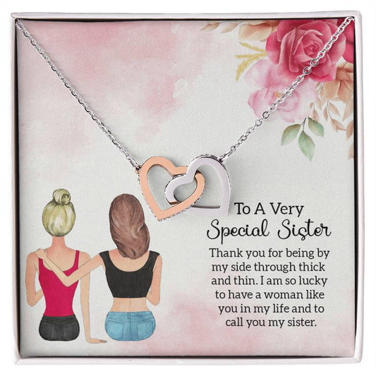 Gift For Sister - Being By My Side Necklace Interlocking Hearts Necklace