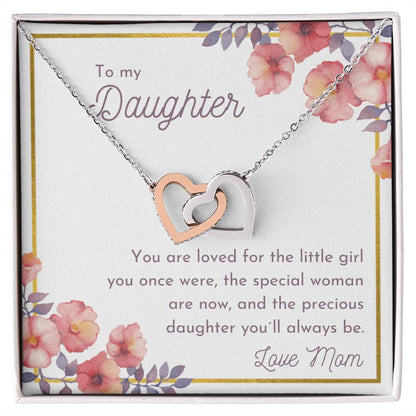 To My Daughter - You Are Loved Interlocking Hearts Necklace