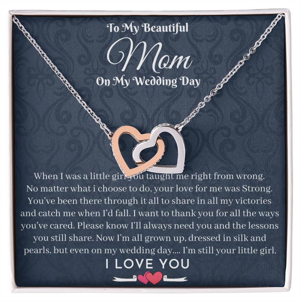 Mother Of The Bride Gift From Daughter Jewelry Necklace As Wedding Gift Bridal Party To My Lovely Mom On Me Wedding Day Gifts Interlocking Hearts Necklace