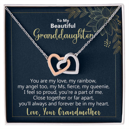 To My Beautiful Granddaughter - You'Ll Always And Forever Be In My Heart - Necklace Interlocking Hearts Necklace