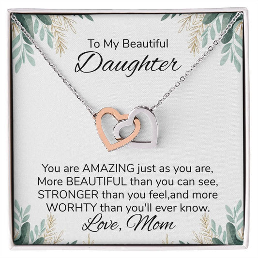 To My Daughter Necklace Gift From Mom Mothers Day Gift For Daughter From Mother Sentimental Jewelry Gifts For Daughter From Mom Interlocking Hearts Necklace