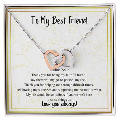 To My Best Friend Interlocking Hearts Necklace